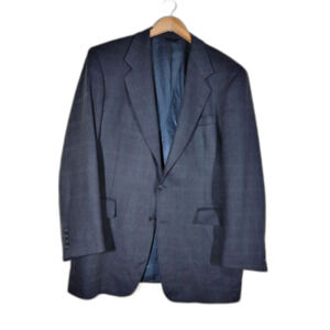 Mark Shale Windowpane Black Suit Jacket Sport Coat Blazer - 42XL